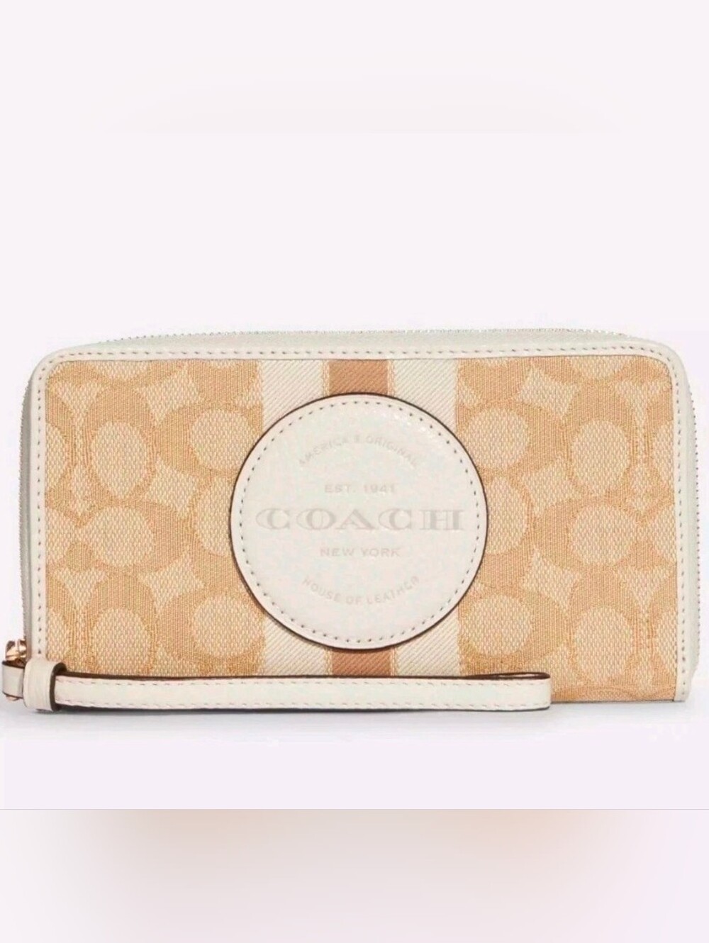 NWT Coach Dempsey Large Phone Wallet In Signature Jacquard With Stripe And Coach